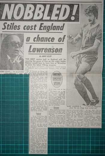 England lost Lawrenson - September 1983