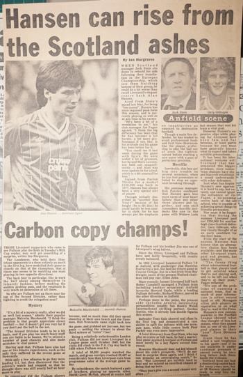 Hansen can rise from the Scotland ashes - 22 November 1983