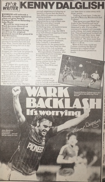 Wark backlash is worrying - 26 November 1983