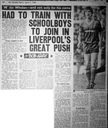 Had to train with schoolboys - 7 April 1984