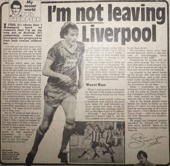 I'm not leaving Liverpool - 25 April 1984