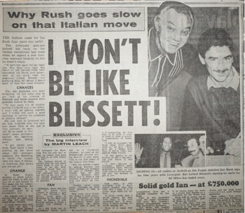I won't be like Blissett - June 1984