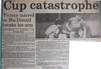 MacDonald breaks arm - 14 January 1986