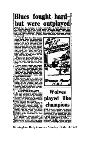 Birmingham Daily Gazette report