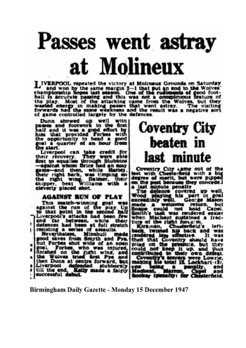 Birmingham Daily Gazette report