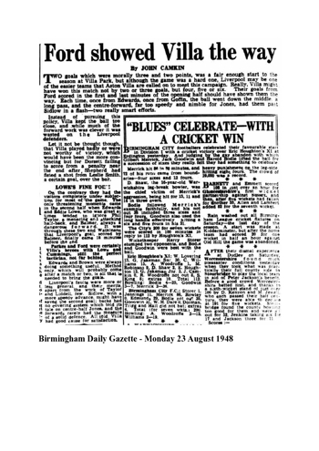 Birmingham Daily Gazette report