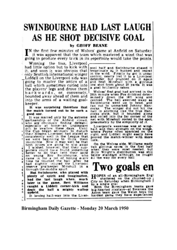 Birmingham Daily Gazette report