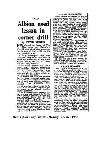 Birmingham Daily Gazette report