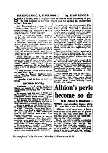 Birmingham Daily Gazette report