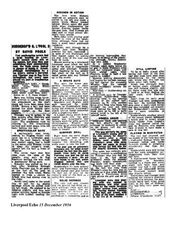 Arnell nets a hat-trick! - The Liverpool Echo 15 December 1956 