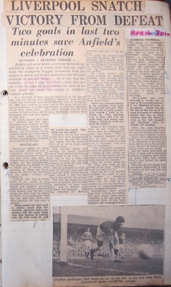 Press report from Ken Charmer's scrapbook
