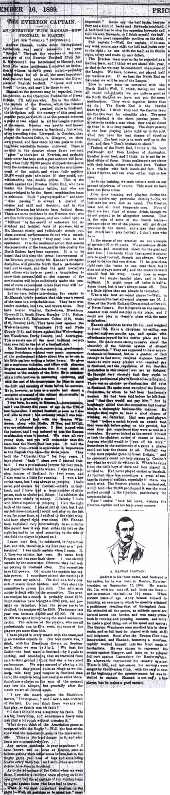 Interview with then Everton's Andrew Hannah in 1889!