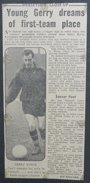 Young Byrne dreams of first-team place 1958-59