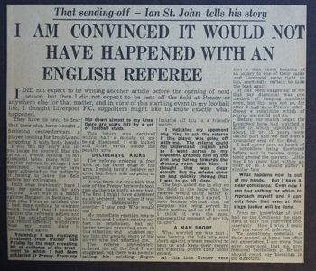 21 May 1961 - St John sent off