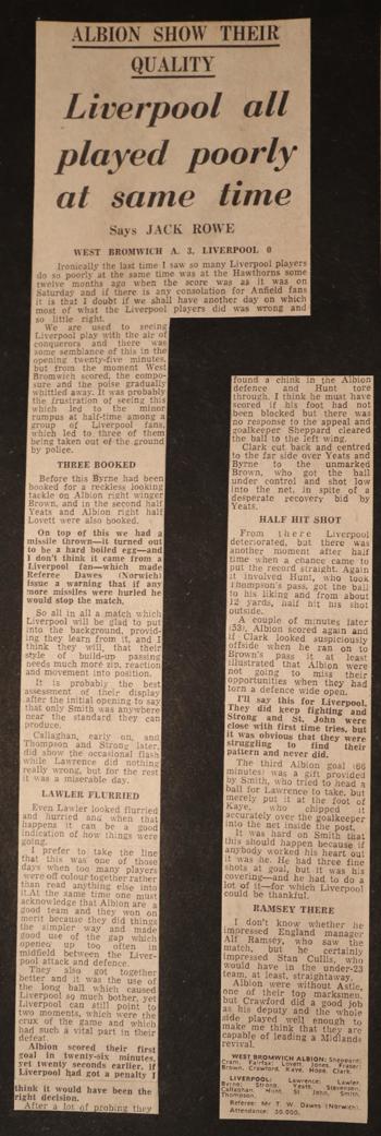 Press report from Adrian Killen's scrapbook
