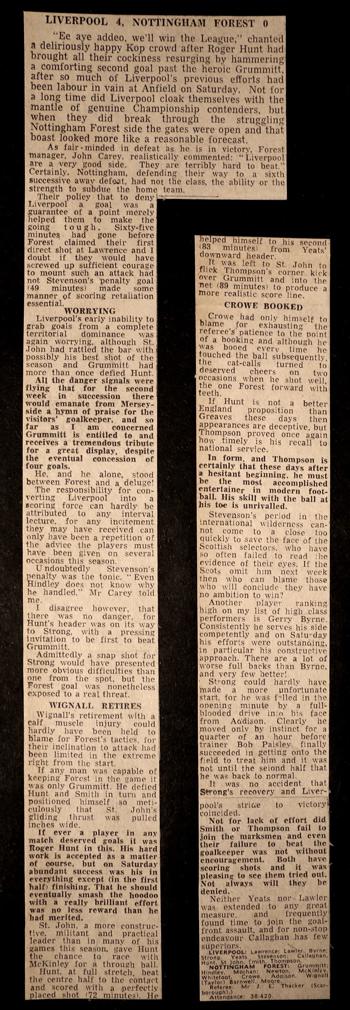 Press report from Adrian Killen's scrapbook