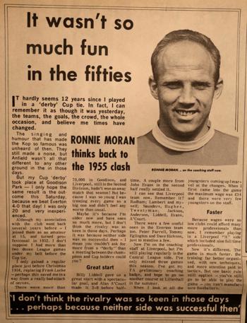 Moran looks back in 1967 to the Everton game on 29 January 1955