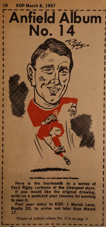 Cartoon of Peter from The Kop magazine on 8 March 1967