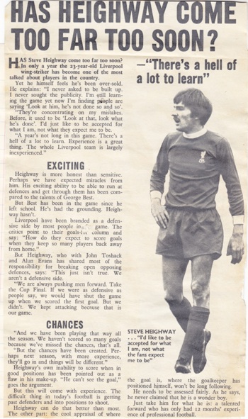 Has Heighway come too far too soon?
