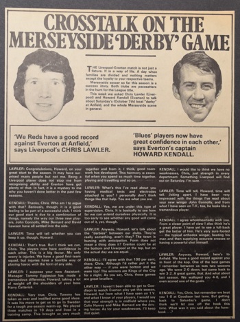 Crosstalk on the Merseyside derby game - 6 October 1972