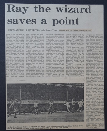 Ray the wizard saves a point - 14 October 1972