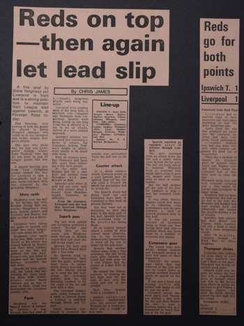 Press report from Adrian Killen's scrapbook