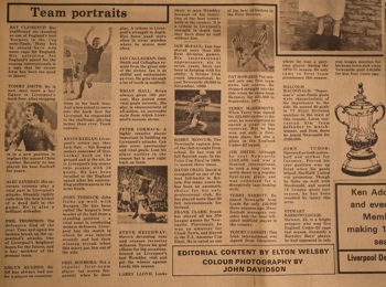 Newcastle and Liverpool team profiles for the 1974 cup final