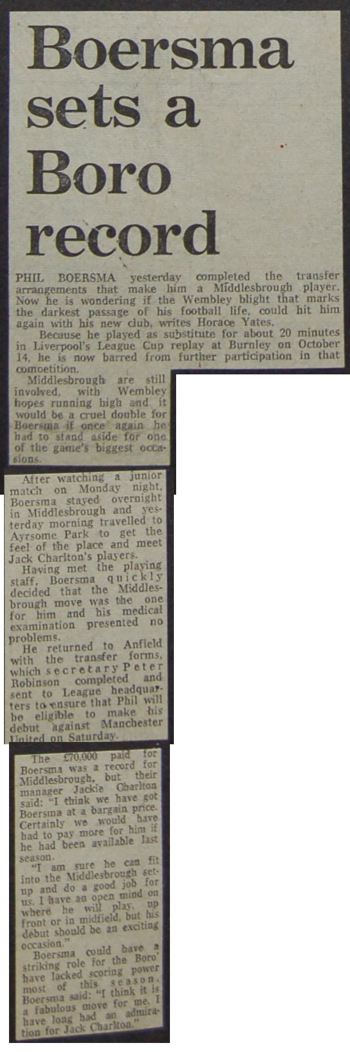 Boersma sets a Boro record - December 1975