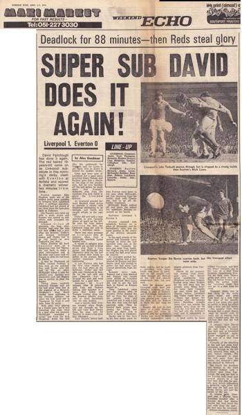 Super Sub David does it again! - Weekend Echo 3/4 April 1976