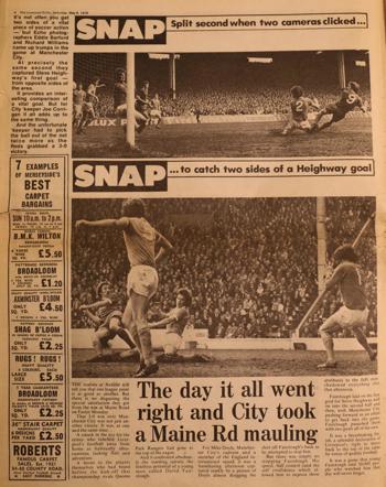 Heighway scores against Manchester City on 19 April 1976