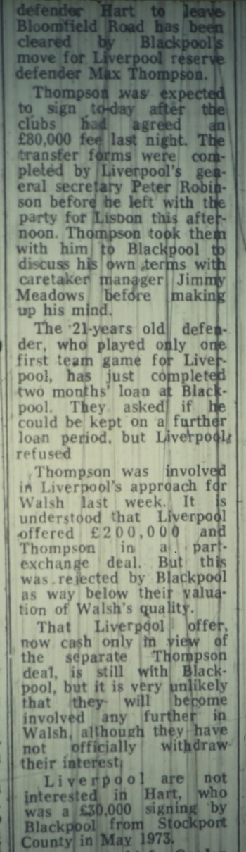 Max Thompson leaving - 28 February 1978