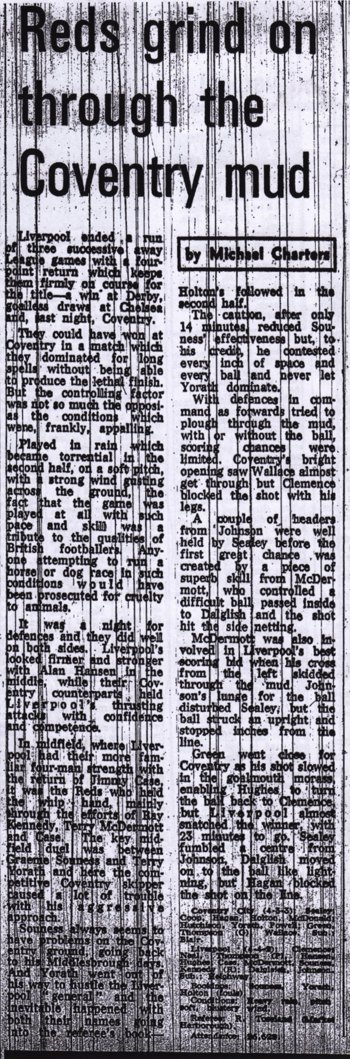 Reds grind on through the Coventry mud