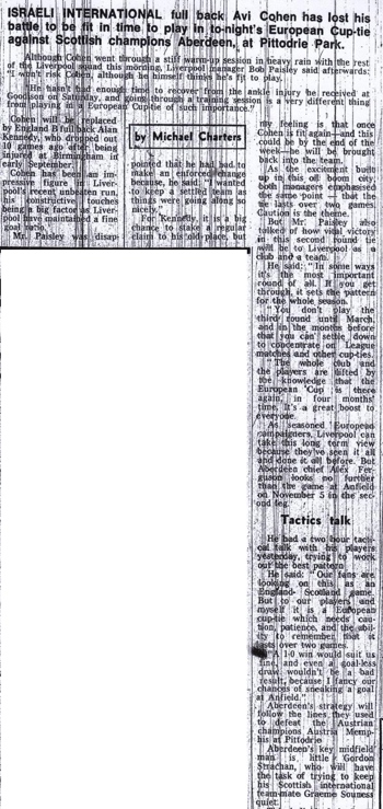 Alan Kennedy takes Avi Cohen's place