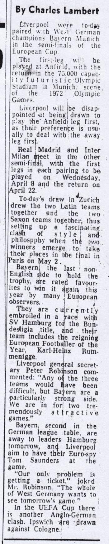 Drawn against Bayern