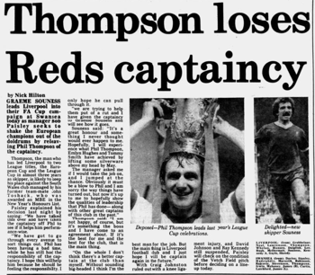 Thompson loses captaincy - Liverpool Echo 2 January 1982
