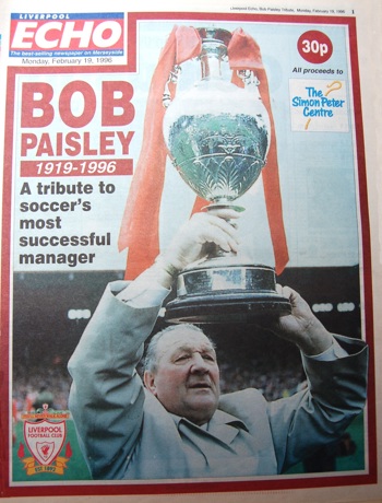 Liverpool Echo cover remembering Bob Paisley