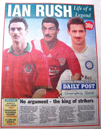 Daily Post back page on Ian Rush's second departure from Liverpool