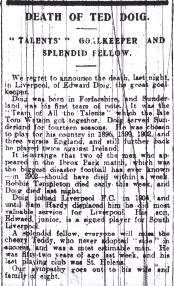 Ned Doig's passing announced in the Echo