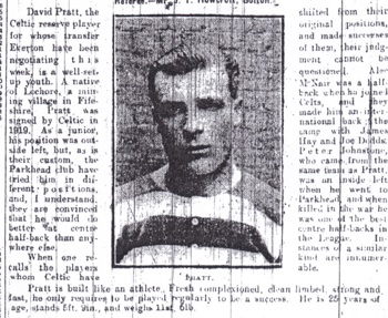 Spotlight on Pratt ahead of a proposed move to Everton in November 1921