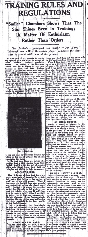 Harry Chambers' views on training in the Echo