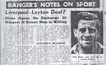 Woan to Leyton Orient - From the Echo on 5 November 1951 