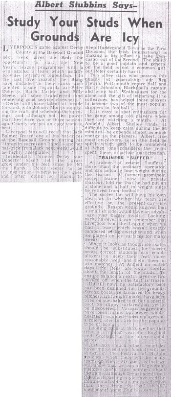 Stubbins advises what to do when grounds are icy, in the Echo in 1954