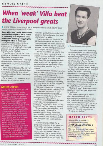 George Graham remembers his Villa debut