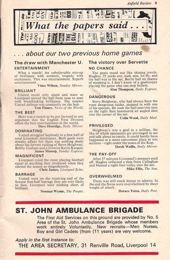 From match programme