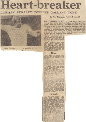 Heartbreaker - Lindsay's penalty topples York on 10 September 1975