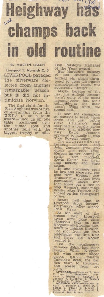 Heighway has champs back in old routine - 21 August 1976