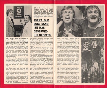 Spotlight on Joey Jones in the Liverpool match programme in the 1976/77 season