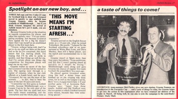 Souness welcomed by the LFC match programme in January 1978