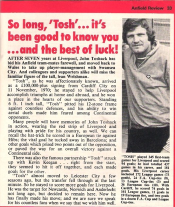 So long Tosh!