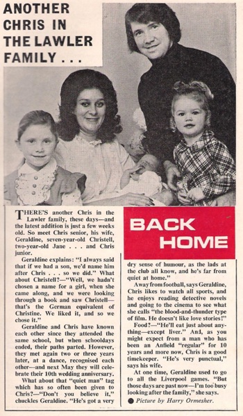 Another Chris in the Lawler family - LFC match programme in 1975